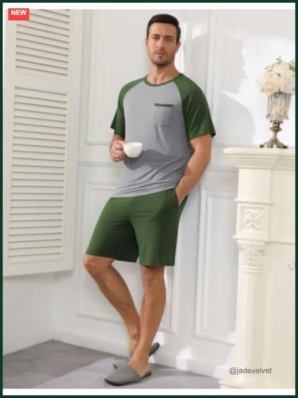 Men's Bamboo Viscose Short Sleeve Pajama Set Sleepwear
